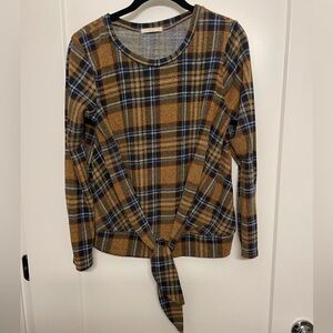 Brand: Le Lis Top. Plaid Yellow Shirt Size Large
